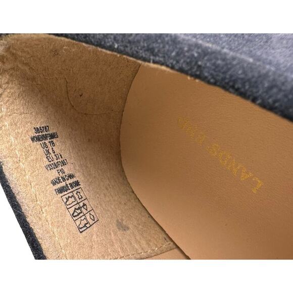 Lands End Suede Ballet Flats Navy Sz 7 Balletcore Career School Preppy Casual - Picture 7 of 13